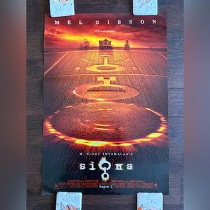 Signs (2002) Original 18.5”X27” Movie Poster Mel Gibson Promo Poster Rare